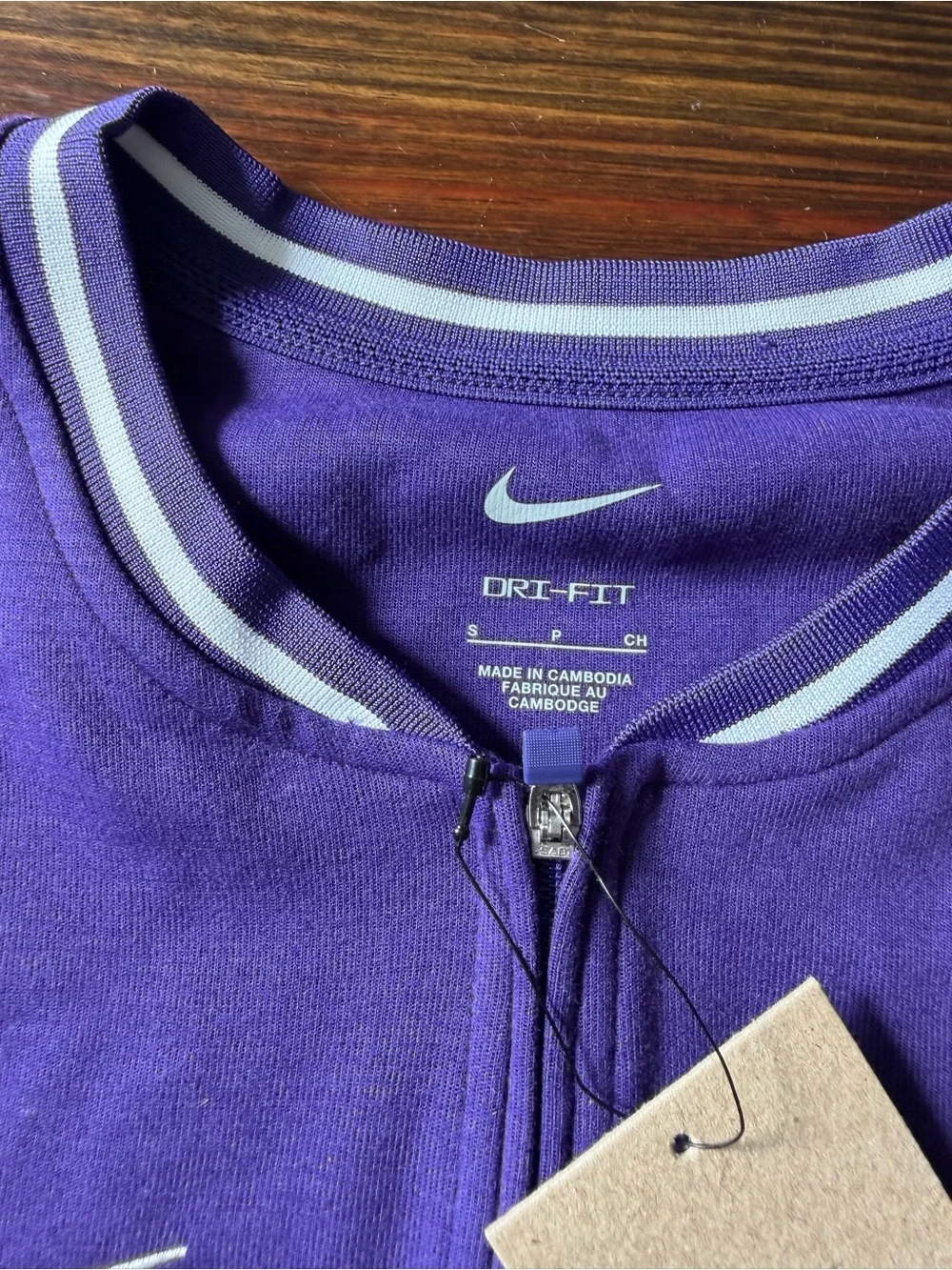 Nike Men's Purple Half-Zip Long Sleeve Top with White Sleeves
